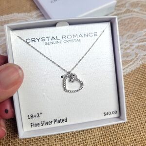 Crystal romance genuine crystal/silver plated heart necklace